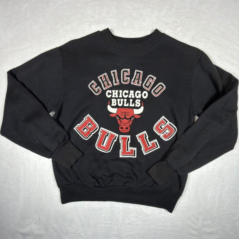 Vintage Chicago Bulls Sweatshirt Team Rated Black Youth Medium 12-14 Made in USA